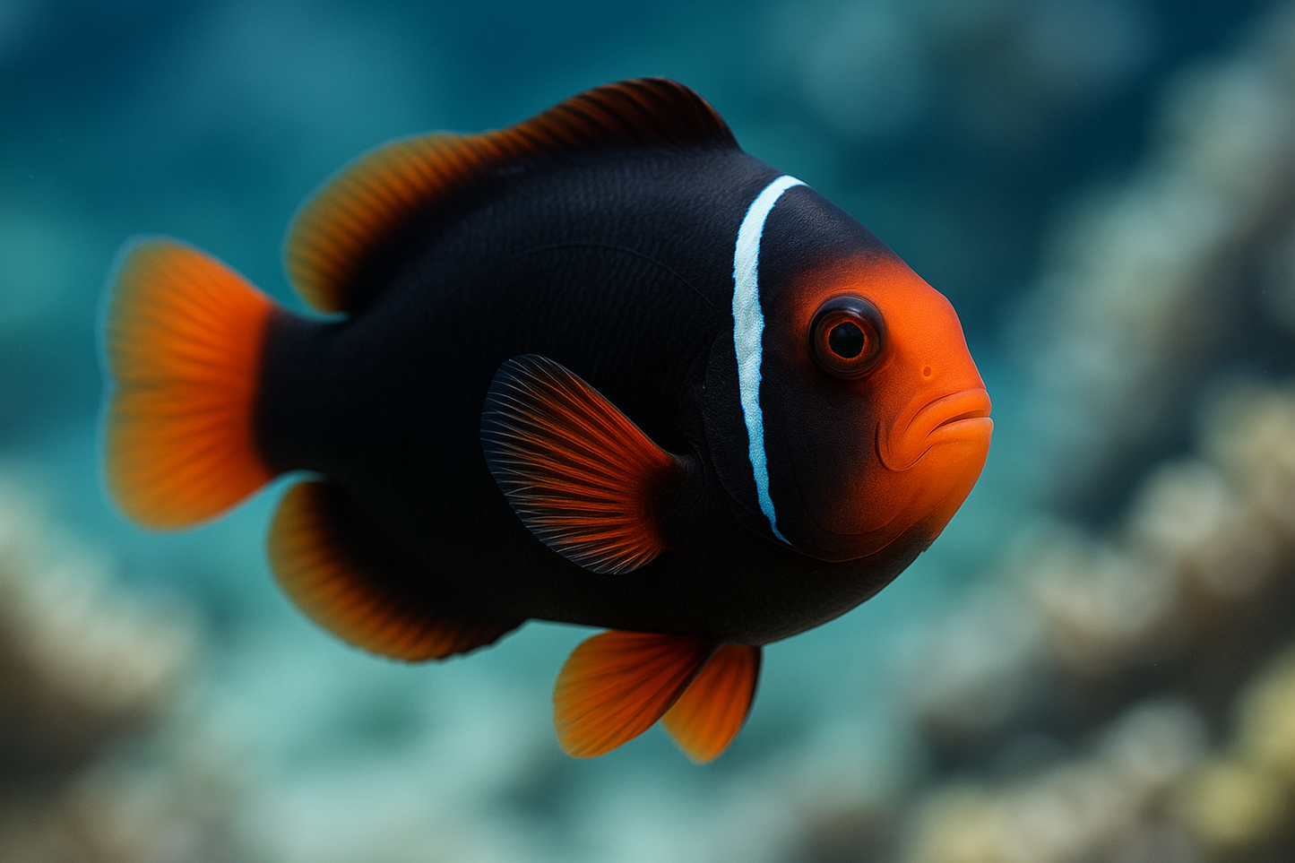 close up shot of Black tomato clownfish