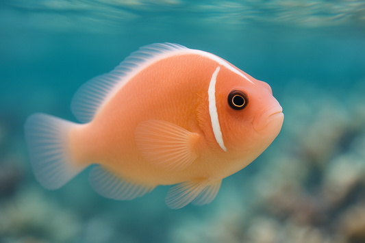 close up shot of Pink skunk clownfish