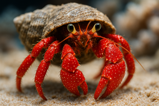 close up shot of Red Legged Hermit Crab