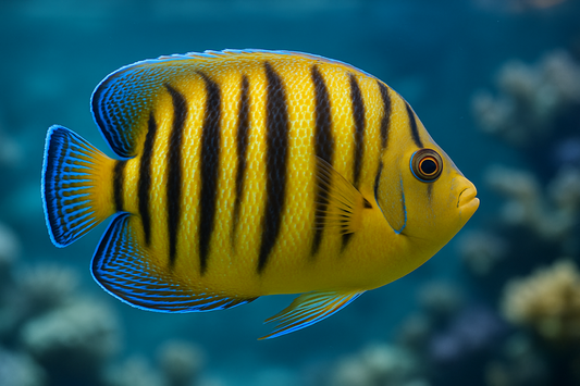 close up shot of Six Banded Angelfish (Adult)