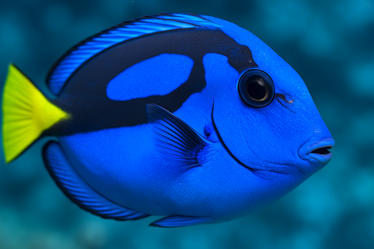 closeup shot of Blue Surgeonfish / Regal Blue Tang